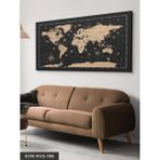 Evine Moda Vintage Dünya Haritası Tek Parça Kanvas Canvas Tablo Tablo - 140 x 90 CM - Renkli