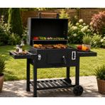 Evinizin Atölyesi Kömürlü Barbekü Mangal Tekerlekli Kapaklı Bahçe Izgara