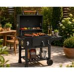 Evinizin Atölyesi Tekerlekli Kömürlü Mangal Kapaklı Bahçe Barbekü 58X42,5 cm