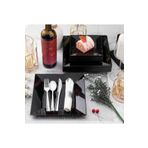 Evinizin Yardımcısı SUNUMLUK#PARTİ TABAK#PARTİ MALZEMELERİ#PARTİ SUNUMLUK# SİYAH PLASTİK KARE TABAK 22X22 CM 6 ADET