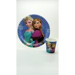 Evinss Doğum Günü Frozen Elsa Baskılı Tabak + Bardak 8'li Takım