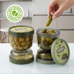 Eviona Kum Saati Süzgeçli Sızdırmaz Zeytin Turşu Kabı - Bpa Free - Yeşil