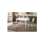 Evistro Ahşap Salon Yemek Masa Sandalye Takımı 4 Fulya Sandalyeli Yandan Açılır Büyüyen Beyaz 60x90cm