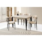 Evistro Ahşap Salon Yemek Masa Sandalye Takımı 4 Gözde Sandalyeli Yandan Açılır Büyüyen Sidon 70 x 110 cm