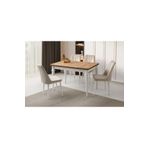 Evistro Ahşap Salon Yemek Masa Sandalye Takımı 4 Sandalyeli Yandan Açılır Büyüyen Meşe 70x110cm