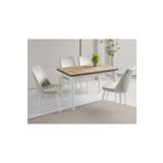 Evistro Ahşap Salon Yemek Masa Sandalye Takımı 4 Sandalyeli Yandan Açılır Büyüyen Meşe-beyaz 80x120cm
