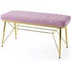 Evistro Bench Puf Metal Retro Ayaklı Pembe Babyface Kumaş