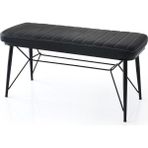 Evistro Bench Puf Metal Retro Ayaklı Siyah Deri