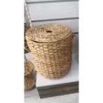 Evistro Dekoratif Kulplu Kapaklı Hasır Çamaşır Sepeti Sele 29X35CM