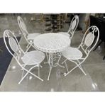 Evistro Ferforje 1 Masa 4 Sandalye Balkon Takımı Beyaz 60CM