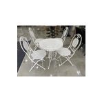 Evistro Ferforje Katlanır 1 Masa 4 Sandalye Balkon Takımı Beyaz 60CM