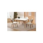 Evistro Fidan Ahşap Salon Yemek Masa Sandalye Takımı 4 Masal Sandalyeli Ortadan Açılır Büyüyen 90x140cm