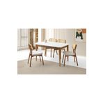 Evistro Fidan Ahşap Salon Yemek Masa Sandalye Takımı 4 Paris Sandalyeli Ortadan Açılır Büyüyen 80x130cm