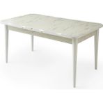 Evistro Marmo Ortadan Açılır Büyüyen Yemek Masası Mermer Desenli 80X130CM - Beyaz - 80 x 130 cm