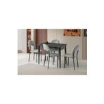 Evistro Ortadan Açılır Büyüyen 60x100cm Koyu Gri Ahşap Salon Yemek Masa Gri Ay Sandalye Takımı 4 Sandalyeli