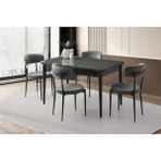 Evistro Ortadan Açılır Büyüyen 80 x 130 cm Koyu Gri Ahşap Salon Yemek Masa Gri Gözde Sandalye Takımı 4 Sandalyeli - 80 x 130 cm