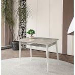 Evistro Ortadan Açılır Büyüyen Parlak Ahşap Yemek Masası Mermer Desenli 70x120cm SADECE MASA FİYATIDIR