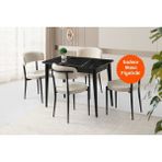 Evistro Ortadan Açılır Büyüyen Parlak Ahşap Yemek Masası Siyah Mermer Desenli 70X120CM Sadece Masa Fiyatıdır