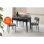 Evistro Ortadan Açılır Büyüyen Yemek Masası Siyah Mermer Desenli 70X110CM Sadece Masa