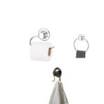 Evistro Vakumlu Banyo Aksesuarı 3 Lü Set Havluluk + Tuvalet Kağıtlığı + 2'li Askı - Krom