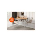 Evistro Yandan Açılır Büyüyen Yemek Masası Meşe-Beyaz 70x110cm SADECE MASA FİYATIDIR