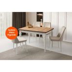 Evistro Yandan Açılır Büyüyen Yemek Masası Meşe-Beyaz 80X120CM Sadece Masa