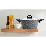 Evita Bio Granit 30 cm Derin Tencere Gri Cam Kapak