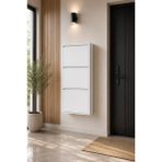 Evitaç 3 Kapaklı Metal Ayakkabılık - Ultra Ince Modern Antre Organizer - Beyaz-Antrasit