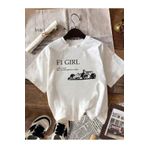 EVIus Oversize F1 Girl Yarış Araba Baskılı Bisiklet Yaka T-Shirt