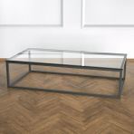 Evka Potrica Metal Siyah Ayak Şeffaf Cam Tabla Orta Sehpa