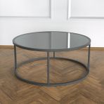 Evka Potrica Yuvarlak Metal Siyah Ayak Ayna Tabla Orta Sehpa
