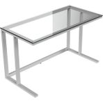 Evka Tekli Desk Çalışma Masası - Mat Beyaz Ayak Şeffaf Cam - Y: 75 cm D: 60 cm G: 120 cm
