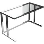 Evka Tekli Desk Çalışma Masası - Parlak Paslanmaz Ayak Şeffaf Cam - Y: 75 cm D: 60 cm G: 120 cm - Beyaz