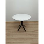 Evko Mobilya Evko Mobilya, Masa, Yuvarlak Masa, Ahşap Masa, Mutfak Yemek Masası, Balkon Masası, Metal Ayaklı Masa, 80 cm - Beyaz - Siyah