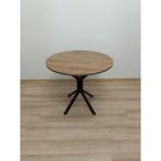 Evko Mobilya Evko Mobilya, Masa, Yuvarlak Masa, Ahşap Masa, Mutfak Yemek Masası, Balkon Masası, Metal Ayaklı Masa, 80 cm - Ceviz - Siyah