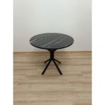 Evko Mobilya Evko Mobilya, Masa, Yuvarlak Masa, Ahşap Masa, Mutfak Yemek Masası, Balkon Masası, Metal Ayaklı Masa, 80 cm - Siyah - Mermer