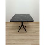 Evko Mobilya Masa, Kare Masa, Ahşap Masa, Mutfak Yemek Masası, Balkon Masası, Metal Ayaklı Masa, 80 cm - Siyah Mermer