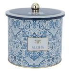 EVLE-Azulejos Desenli Erzak Saklama Kabı - Metal Saklama Kabı 17,5 Cm X 15,5 Cm (Azulejos Aloha)