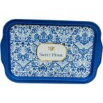 EVLE Azulejos Desenli Metal Tepsi - Çay Kahve Tepsisi - Sunum Tepsisi 21 Cm X 31 Cm Ee162-7n