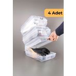 Evle Bay Ayakkabı Koruma Kutusu, 4'Lü Set, Şeffaf