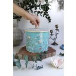 EVLE-Botanica Desenli Erzak Saklama Kabı - Metal Saklama Kabı 17,5 Cm X 15,5 Cm (Botanica Blue)