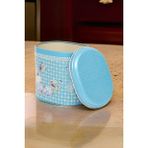 Evle Çiçek Kuş Desenli Mavi Oval Saklama Kabı 108X150X130 mm 1,7 Lt EF004-D9