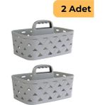 Evle Deri Desenli Saplı Sepet, 2'li Set