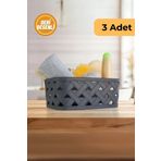 EVLE Deri Desenli Sepet, 3'lü Set, Antrasit