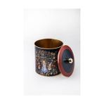 Evle- Desenli Yuvarlak Metal Saklama Kabı, Erzak Saklama Kabı - Organizer Kutu 14 cm x 15 cm (Alices) - 0 Siyah - Option-1