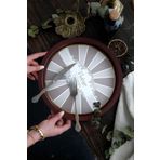 EVLE Ee197-8b Elegance Burgundy Desenli Yuvarlak Tepsi 32 Cm