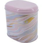 Evle EF004-F1 Liquid Flat Pink Desenli Oval Metal Saklama Kabı 11X15 cm