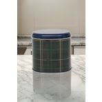 Evle EF004-G0 Ekose Yeşil Desenli 11x15 cm Oval Metal Saklama Kabı
