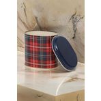 EVLE Ef004-ı3 Plaid(EKOSE) Desenli Oval Metal Saklama Kabı 11x15 Cm