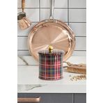 Evle EF143-I3 Plaid Ekose Desenli Yuvarlak 14 CM Metal Saklama Kabı